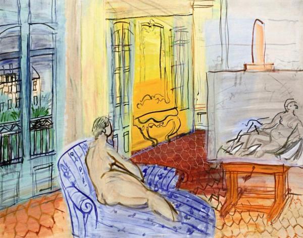 A Model In The Studio On The Place Arago In Perpignan by Raoul Dufy