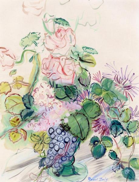 Bouquet With Bunch Of Grapes by Raoul Dufy
