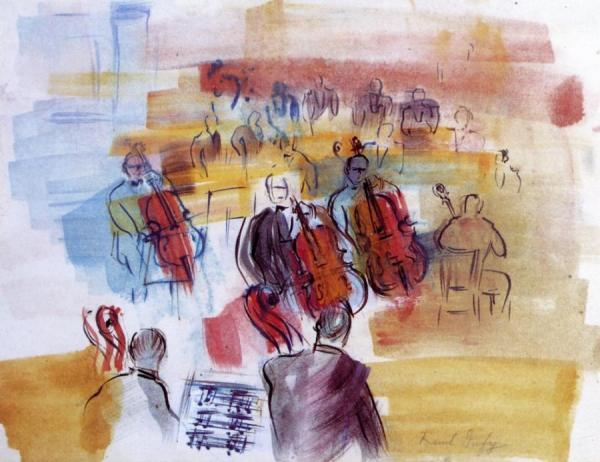Contra Bass Player At The Partition by Raoul Dufy
