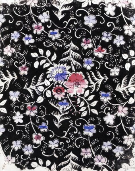 Floral Composition On A Black Background by Raoul Dufy