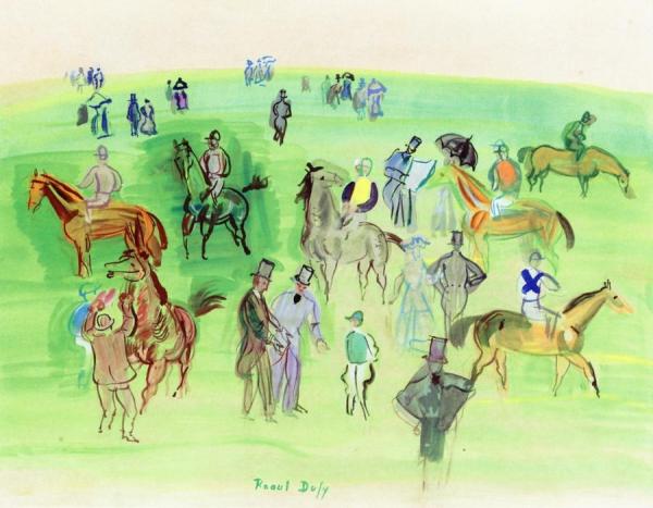 Horses And Jockeys In A Paddock by Raoul Dufy