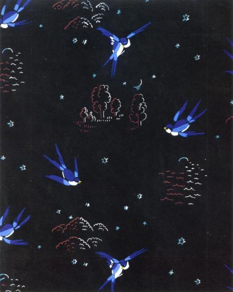 Migration Of The Swallows On A Black Background by Raoul Dufy