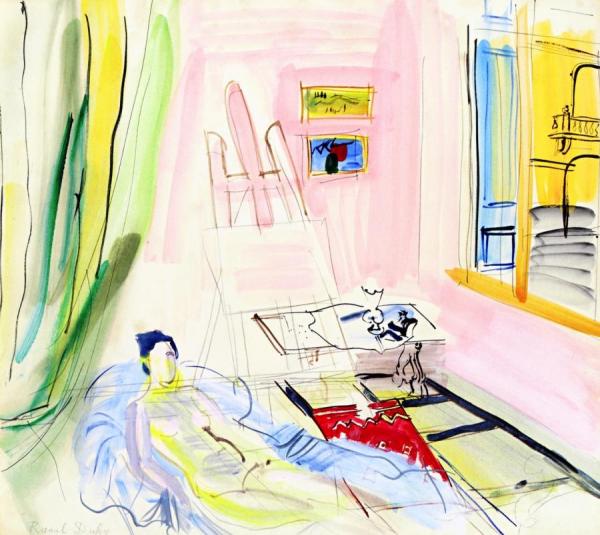 Nude In The Studio In Perpignan by Raoul Dufy