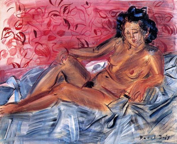 Nude On A Pink Background by Raoul Dufy