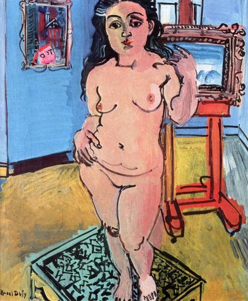 Nude Standing By An Easel by Raoul Dufy