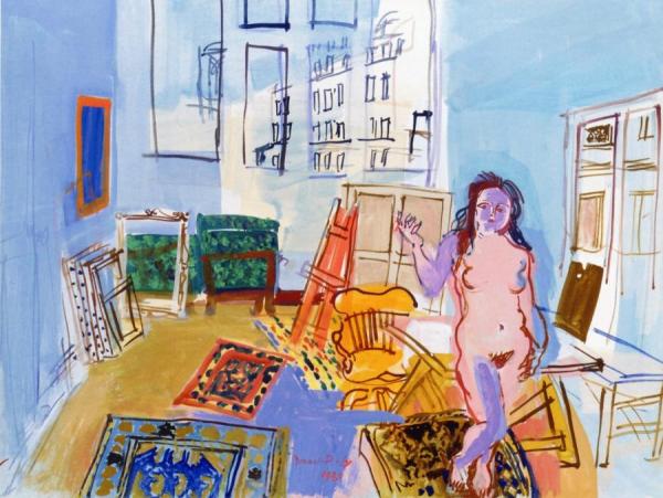 Nude Standing In The Studio At The Dead End In Guelma by Raoul Dufy