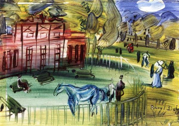 Paddock At Chantilly by Raoul Dufy