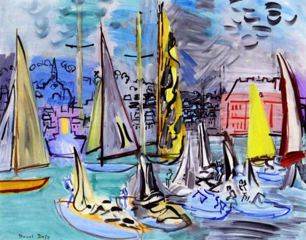 Sailboats In The Port Of Deauville by Raoul Dufy