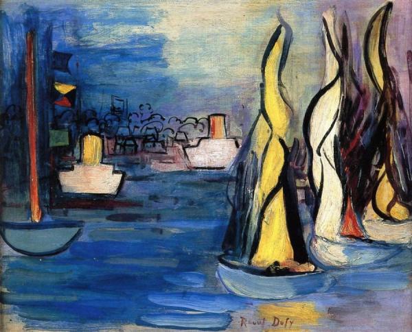 Sailboats In The Port Of Deauville by Raoul Dufy