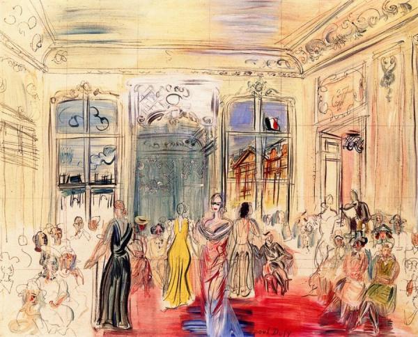 Salon Schiaparelli, Fashion Show, Place Vendome In Paris by Raoul Dufy