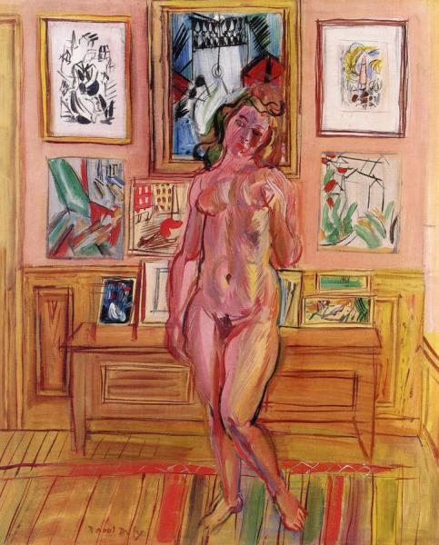 Standing Nude With Tableau by Raoul Dufy