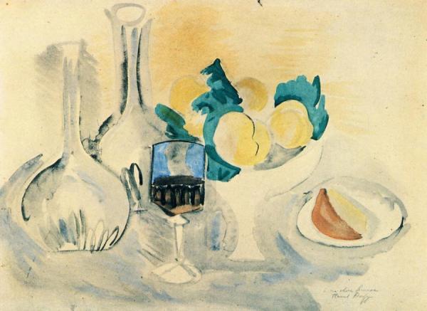 Still Life With Two Carafes And A Cup Of Fruit by Raoul Dufy