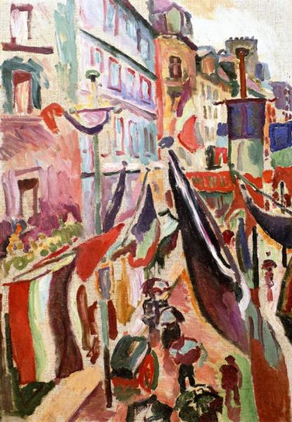 Street Decorated With Flags In Havre by Raoul Dufy