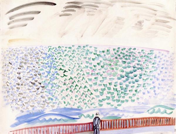 Stroller By The Sea In Le Havre by Raoul Dufy