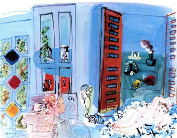 The Artist And Model In His Studio, Le Havre by Raoul Dufy