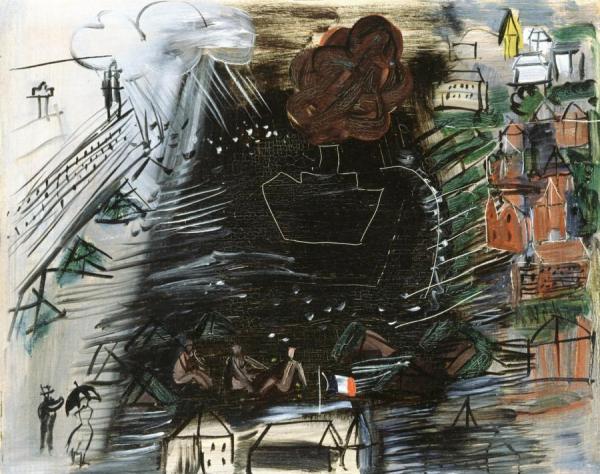 The Black Freighter And Flag by Raoul Dufy