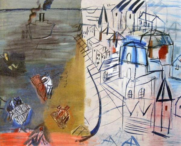 The Black Freighter At Sainte-adresse by Raoul Dufy