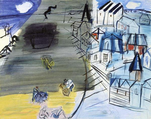 The Black Freighter At Sainte-adresse by Raoul Dufy