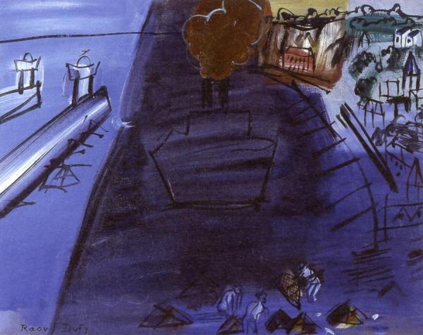The Black Freighter With White Piers by Raoul Dufy