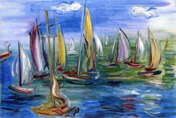 The Departure Of The Regatta At Deauville by Raoul Dufy