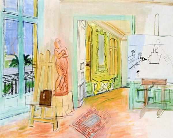 The Painter's Studio With A Red Sculpture by Raoul Dufy