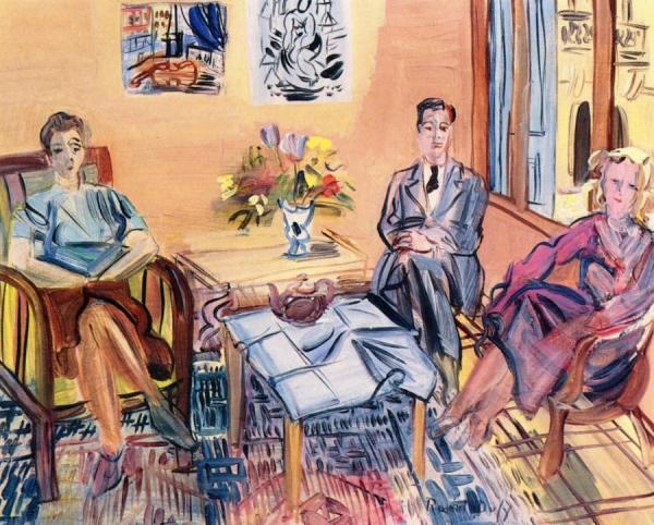 Three Figures Taking Tea In The Studio At Perpignan by Raoul Dufy