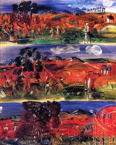 Three Landscapes With Haystacks by Raoul Dufy