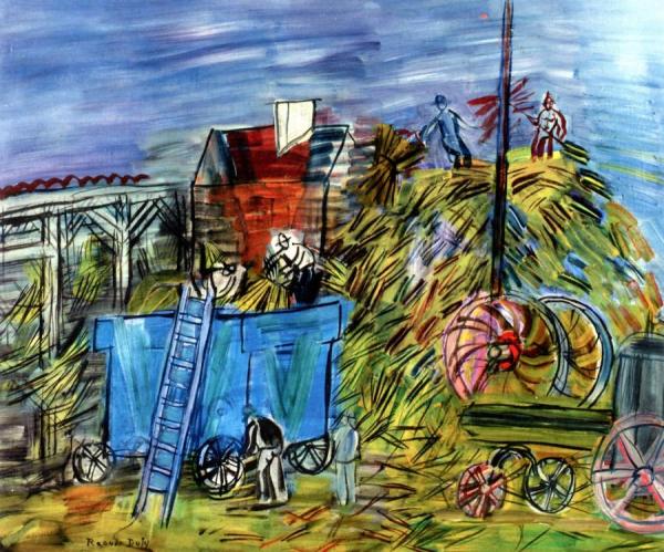 Threshing With A Blue Machine by Raoul Dufy