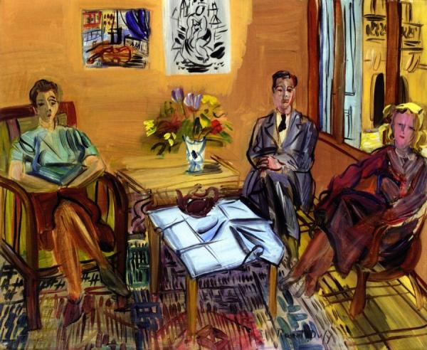 Two Figures Having Tea In The Studio At Perpignan by Raoul Dufy