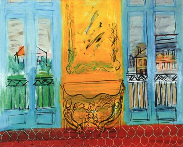 Yellow Console Between Two Windows by Raoul Dufy