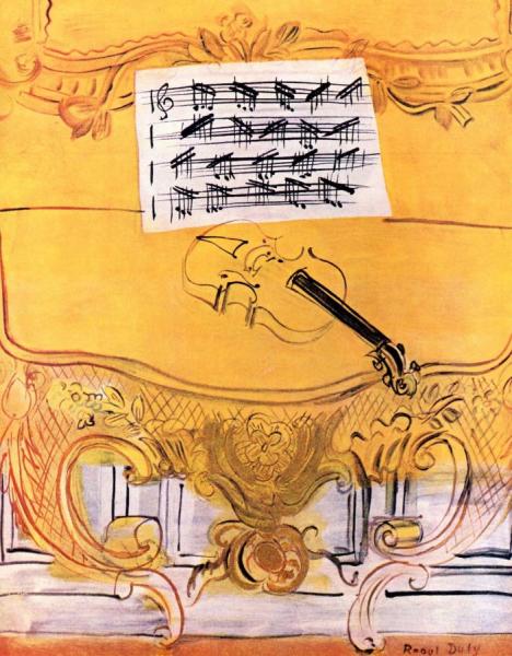 Yellow Console With Violin by Raoul Dufy