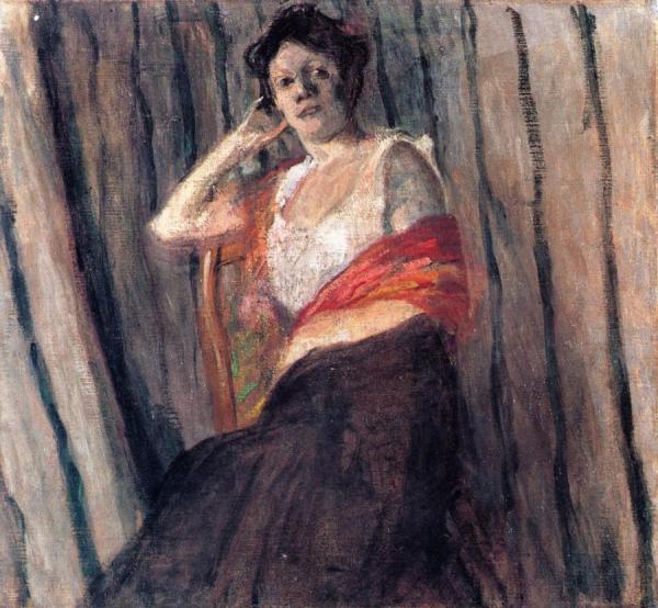 Young Woman With A Red Scarf by Raoul Dufy