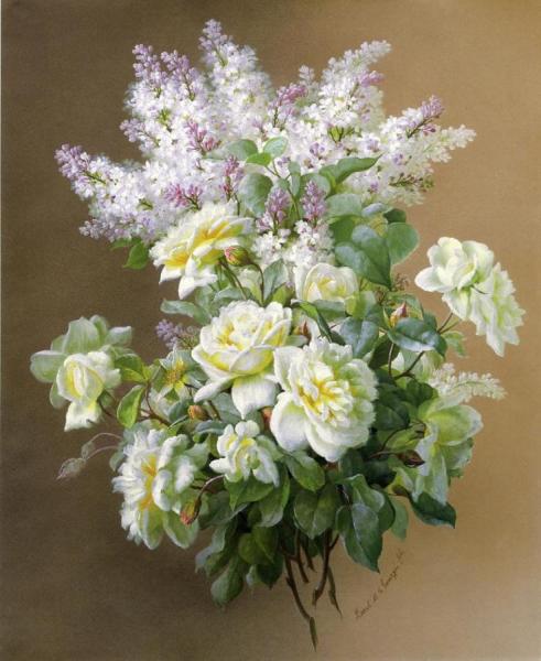 Still Life: Lilacs And Roses by Raoul Mercherat De Longpre