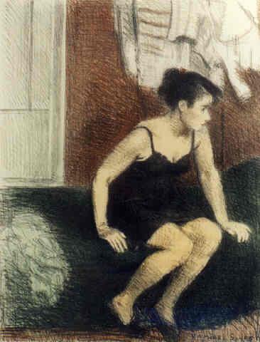 Raphael Soyer Girl In Black Slip
