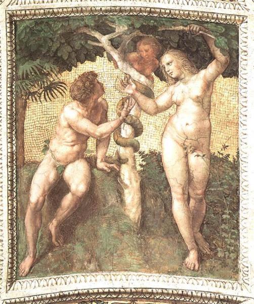 Adam And Eve (ceiling Panel) (stanza Della Segnatura) by Raphael