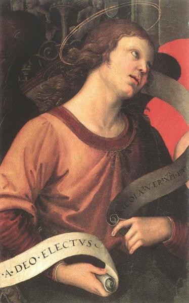 Angel (fragment Of The Baronci Altarpiece) by Raphael