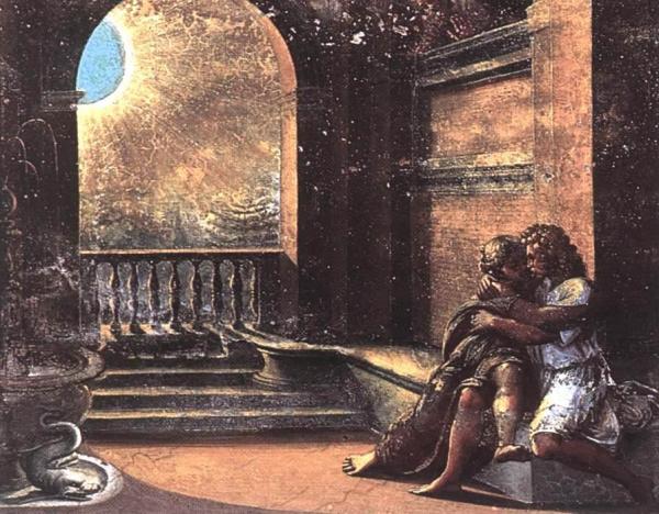 Isaac And Rebecca Spied Upon By Abimelech (loggia On The Second Floor, Palazzi Pontifici, Vatican) by Raphael