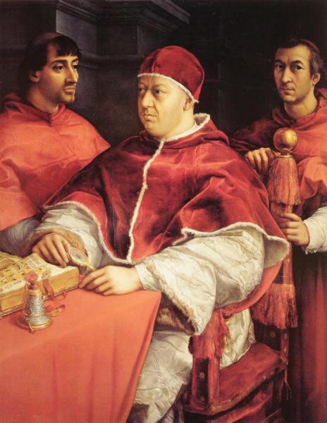 Portrait Of Pope Leo X And Two Cardinals by Raphael