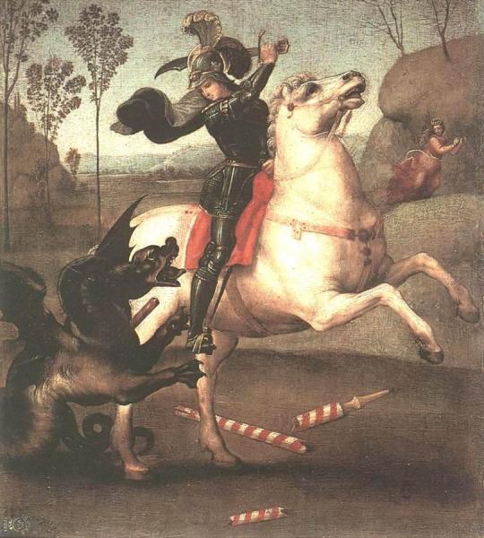 St George Fighting The Dragon by Raphael