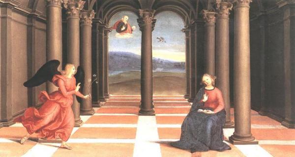 The Annunciation (oddi Altar, Predella) by Raphael