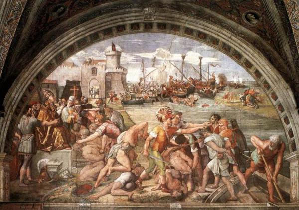 The Battle Of Ostia (stanza Dell'incendio Di Borgo) by Raphael