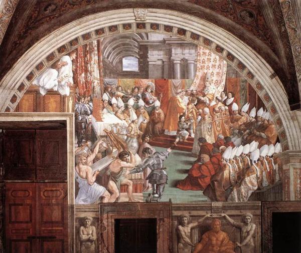 The Coronation Of Charlemagne (stanza Dell'incendio Di Borgo) by Raphael