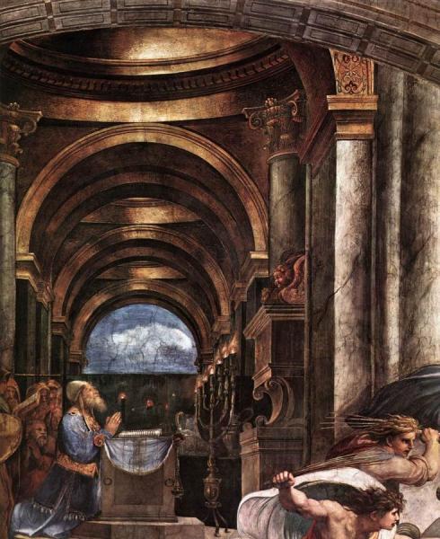 The Expulsion Of Heliodorus From The Temple (detail 2) (stanza Di Eliodoro) by Raphael