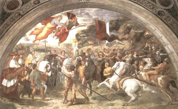 The Meeting Between Leo The Great And Attila (stanza Di Eliodoro) by Raphael