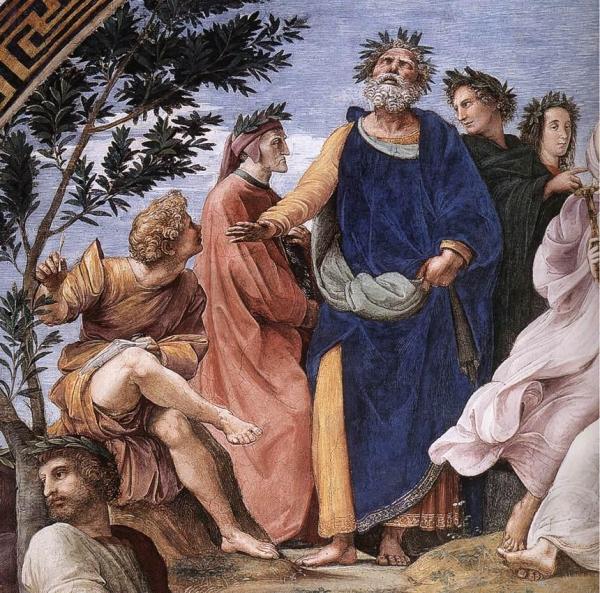 The Parnassus (detail 1) (stanza Della Segnatura) by Raphael