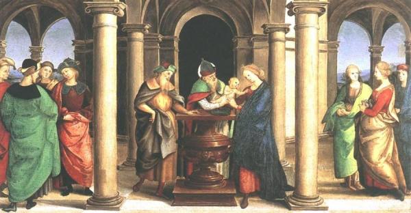 The Presentation In The Temple (oddi Altar, Predella) by Raphael