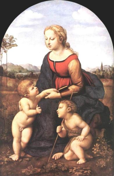 The Virgin And Child With Saint John The Baptist (la Belle Jardinière) by Raphael