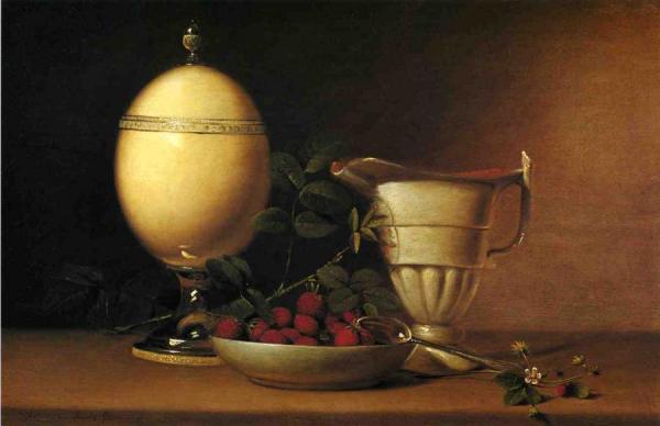 Still Life With Strawberries And Ostrich Egg Cup by Raphaelle Peale