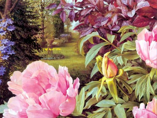 The Artist's Garden by Raymond Booth Oil Painting Reproductions