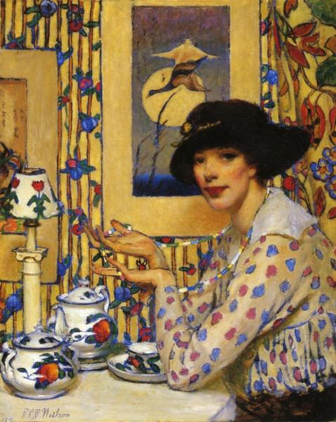Woman With Beads by Raymond Perry Rogers Neilson Oil Painting Reproductions